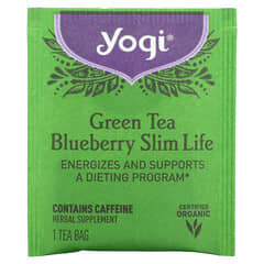 Yogi Tea, Green Tea Blueberry Slim Life（グリーンティーブルーベリースリムライフ）、ティーバッグ16袋、32g（1.12オンス）