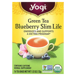 Yogi Tea, Teh Hijau Bluberi untuk Tubuh Ramping, 16 Kantong Teh Celup, 32 g (1,12 ons)