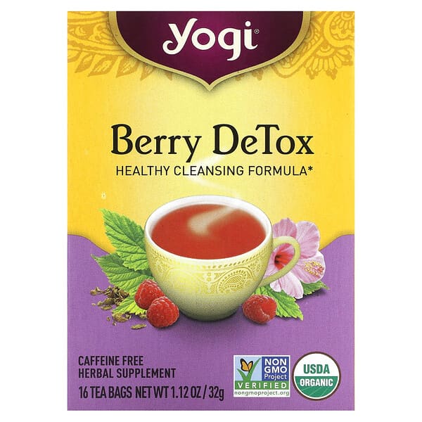 Yogi Tea, Berry DeTox, Sem Cafeína, 16 Saquinhos de Chá, 1,12 oz (32 g)