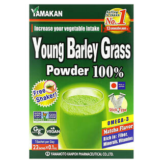 Yamamoto Kanpoh, Young Barley Grass Powder, Matcha, 22 Sachets, 0.1 oz (3 g) Each