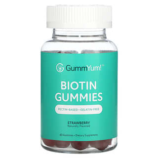 GummYum!, Biotin Gummies, Strawberry, 2,500 mcg, 60 Gummies