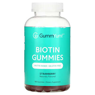 GummYum!, Biotin Gummies, Strawberry, 2,500 mcg, 180 Gummies