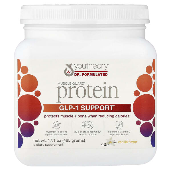 Youtheory, Muscle Guard Protein, Refuerzo de GLP-1, Vainilla, 485 g (17,1 oz)