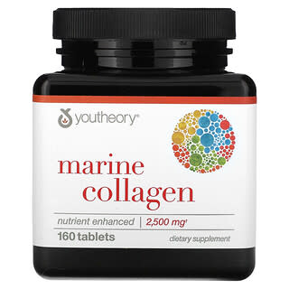 Youtheory, Colágeno Marinho, 2.500 mg, 160 Comprimidos (500 mg por Comprimido)