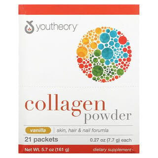 Youtheory, Collagen Powder, Vanilla, 21 Packets, 0.27 oz (7.7 g) Each