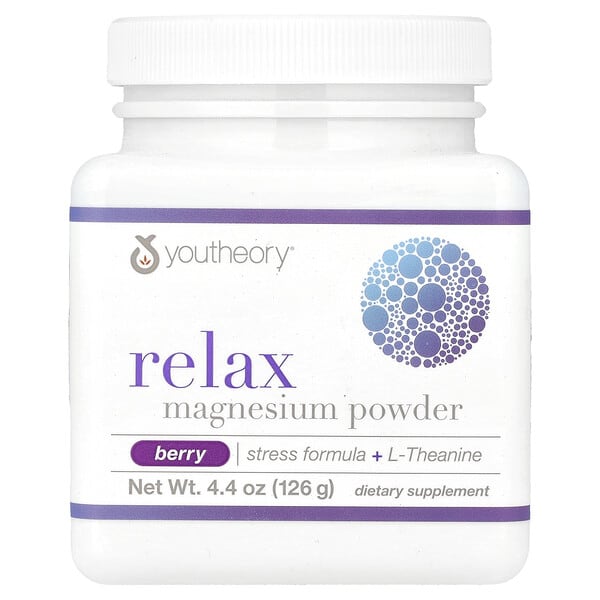 Youtheory Relax, Magnesium Powder, Berry, 4.4 oz (126 g)