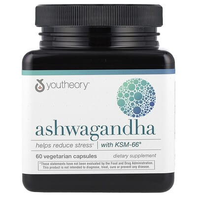 Youtheory, Ashwagandha, 500 mg, 60 Vegetarian Capsules