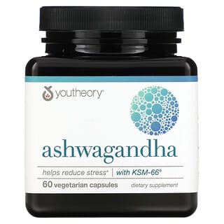 Youtheory, Ashwagandha, 500 mg, 60 Cápsulas Vegetarianas