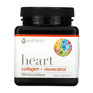 Youtheory, Coração, Colágeno + Resveratrol, 150 Minicomprimidos