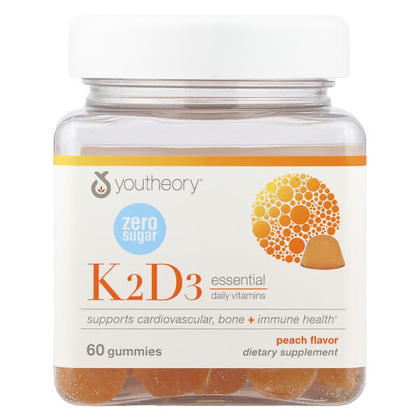 Youtheory, Vitamin K2 & D3 Gummies, Peach, 60 Gummies — product photo 1
