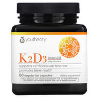 Youtheory, K2D3 незаменимые ежедневные витамины, 60 вегетарианских капсул