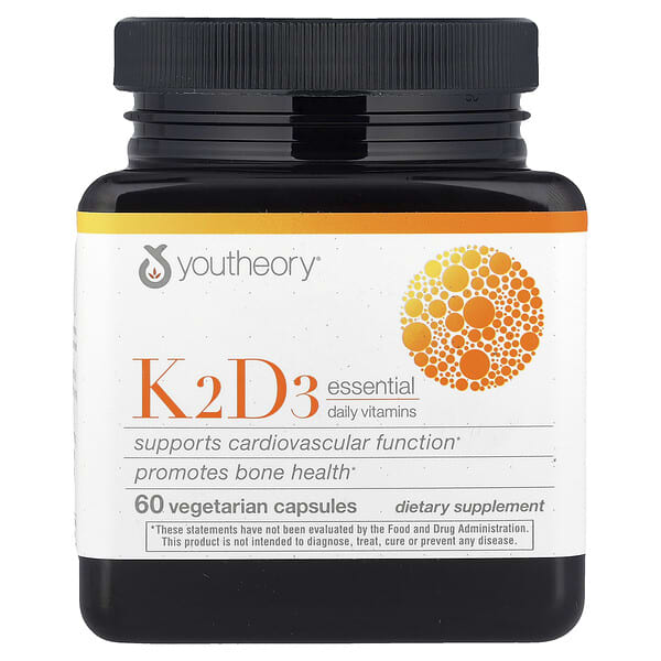 Youtheory K2D3 Essential Daily Vitamins, 60 Vegetarian Capsules
