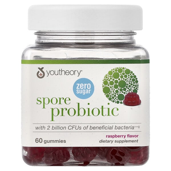 Youtheory Spore Probiotic Gummies, Raspberry, 60 Gummies