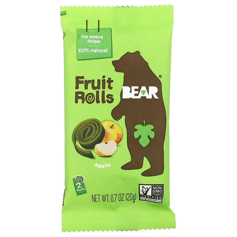 BEAR Fruit Rolls, Healthy Fruit Snack, Strawberry Flavour, 20 g (Pack of 12)