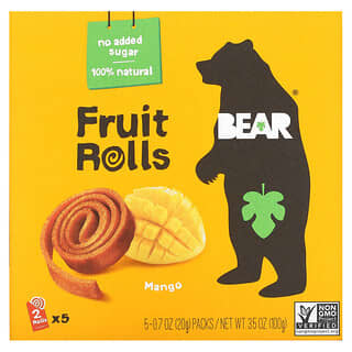 Bear, Фруктовые рулеты, манго, 5 пакетиков по 20 г (0,7 унции)