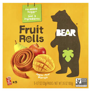 Bear, Rouleaux aux fruits, Mangue, 5 sachets, 20 g chacun