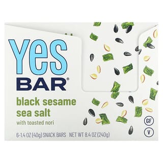 Yes Bar, Snack Bar, Black Sesame Sea Salt, 6 Bars, 1.4 oz (40 g) Each