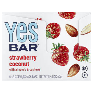 Yes Bar, 零食棒，草莓椰子味，6 根，每根 1.4 盎司（40 克）