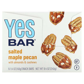 Yes Bar, Snack Bar, Salted Maple Pecan, 6 Bars, 1.4 oz (40 g) Each