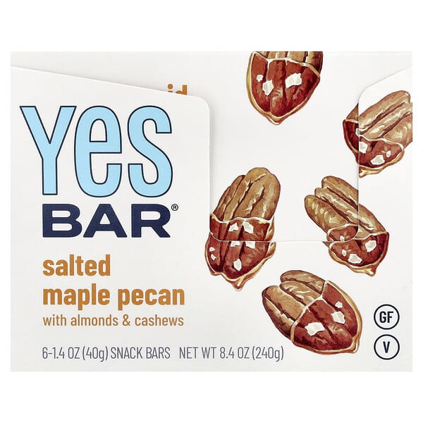 Yes Bar, 스낵 바, 솔티드 메이플 피칸, 바 6개, 각 40g(1.4oz)