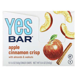 Yes Bar, Snack Bar, Apple Cinnamon Crisp, 6 Bars, 1.4 oz (40 g) Each