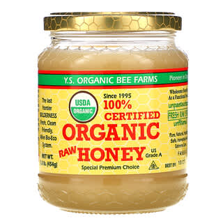 Y.S. Eco Bee Farms, 100%-ный сертифицированный органический необработанный мед, 454 г (1 фунт)