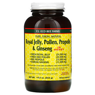 Y.S. Eco Bee Farms, Royal Jelly, Pollen, Propolis & Ginseng, In Honey, 19.5 oz (552 g)