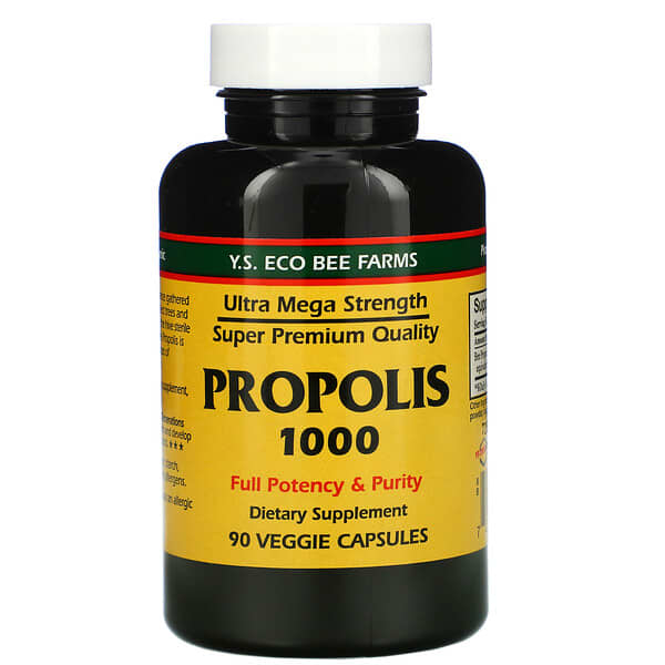 Y.S. Eco Bee Farms, Propolis 1000، 500 mg, 90 كبسولة نباتية
