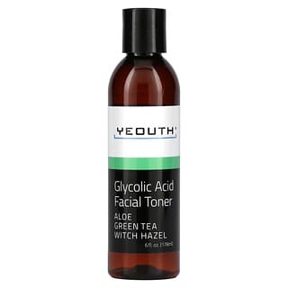 Yeouth, Tónico facial con ácido glicólico, Aloe, té verde y avellano de bruja, 178 ml (6 oz. Líq.)