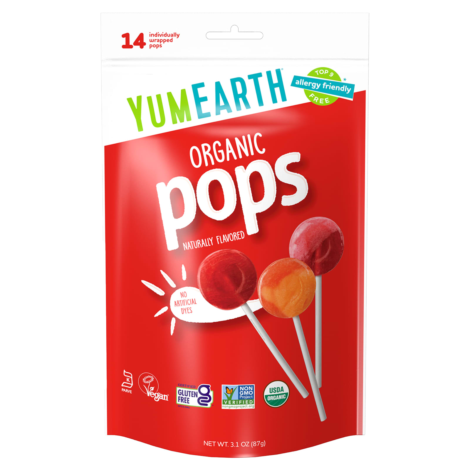 lollipop出品 Organic Lollipops, Assorted, 14 Individually Wrapped Lollipops