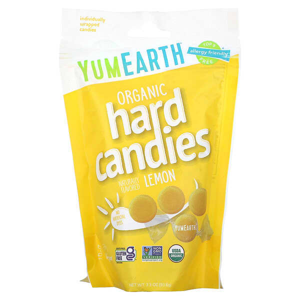 YumEarth, Organic Hard Candies, Lemon, 3.3 oz (93.6 g)