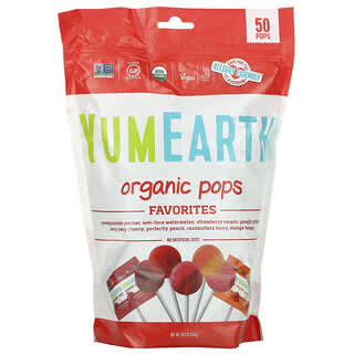 YumEarth, Organic Pops, Favorites, 50 Bio-Lollis, 310 g (10,9 oz.)