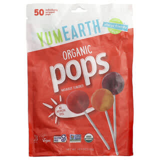 YumEarth, Organic Pops, Assorted Flavors, 50 Pops, 10.9 oz (310 g)