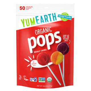 YumEarth, Organic Pops, Assorted Flavors, 50 Individually Wrapped Pops, 10.9 oz (310 g)