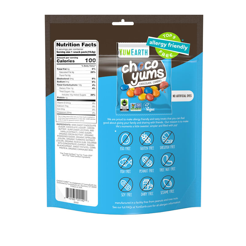 Choco Yums, Chocolate Candies, 5 Snack Packs, 0.7 oz (19.8 g) Each