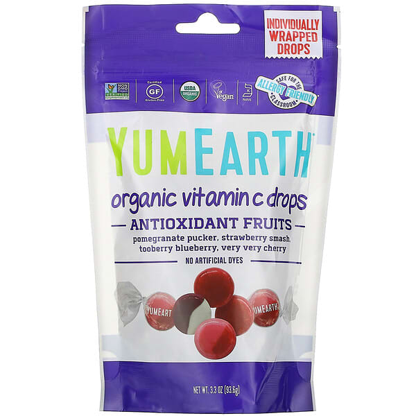 YumEarth‏, قطرات فيتامين C العضوية، فواكة مضادة الأكسدة، 3.3 أونصة (93.5 غ)