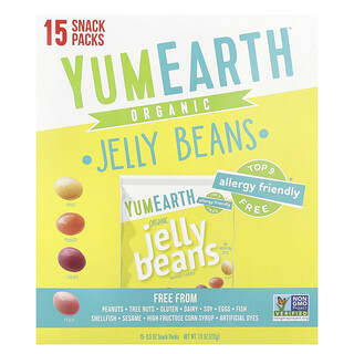 YumEarth, Organic Jelly Beans, 15 Snack Packs, 0.5 oz (14 g) Each