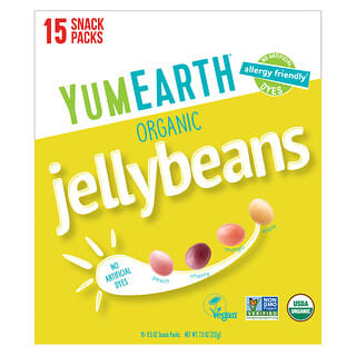 YumEarth, Organic Jelly Beans, 15 Snack Packs, 0.5 oz (14 g) Each