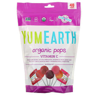 YumEarth, Organic Pops, Vitamin C, Assorted Flavors, 40 Pops, 8.7 oz (241 g)