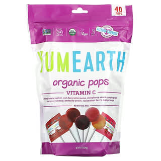 YumEarth, Paletas orgánicas, Vitamina C, Sabores surtidos, 40 paletas, 241 g (8,5 oz)