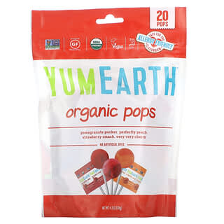 YumEarth, Organic Pops, Assorted Flavors, 20 Pops, 4.3 oz (124 g)