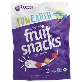 YumEarth, Organic Fruit Snacks, Favorites, 10 Snack Packs, 0.7 oz (19.8 g) Each