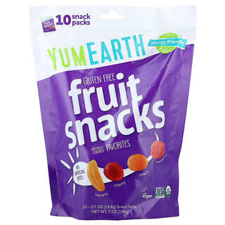 YumEarth, фруктовые снеки без глютена, ассорти любимых вкусов, 10 упаковок по 19,8 г (0,7 унции)