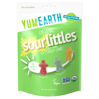 YumEarth, Organic Sour Littles, caramelle morbide da masticare, fragola, lampone blu, limone, 142 g