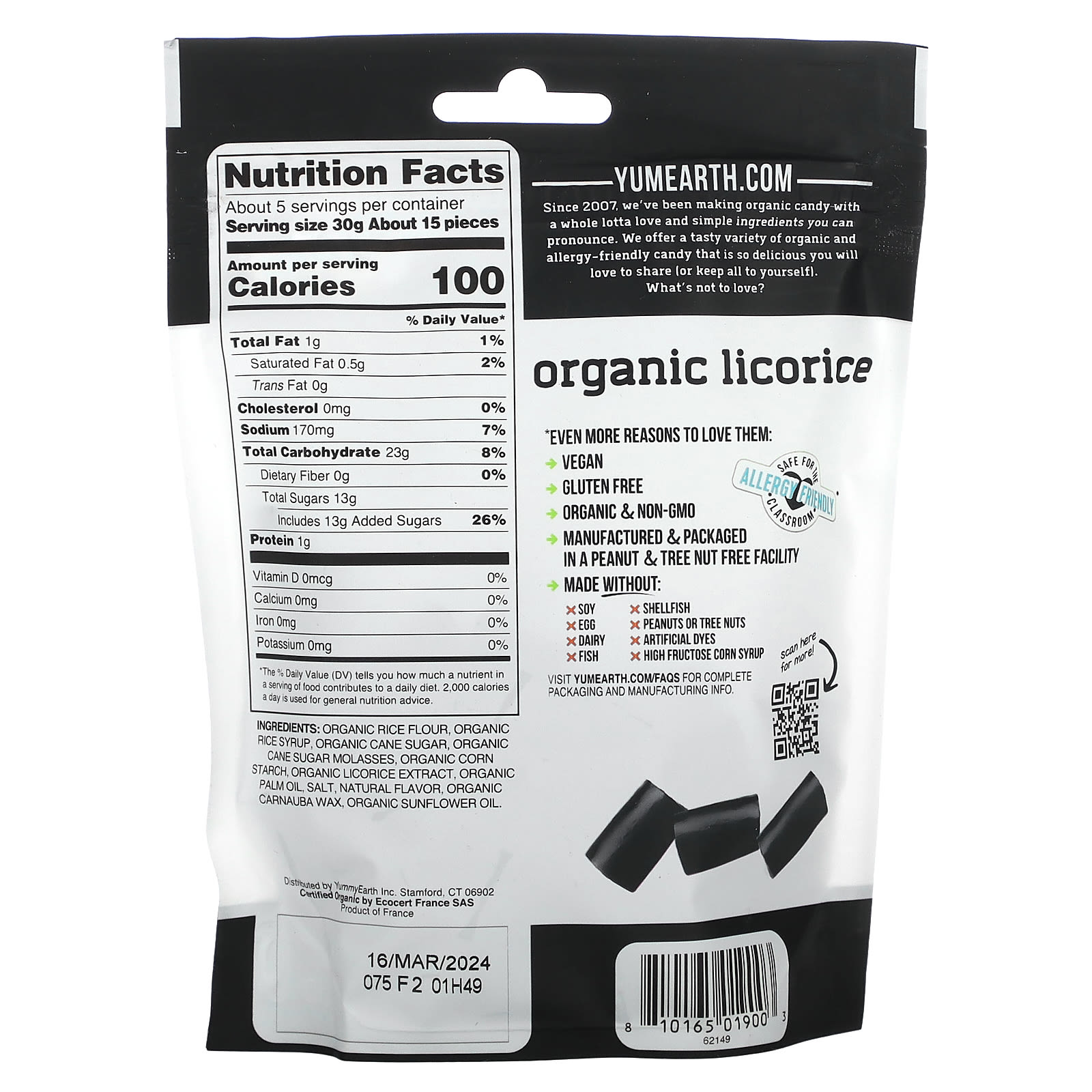 YumEarth, Organic Licorice, Black, 5 oz (142 g)