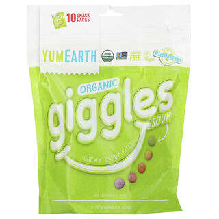 YumEarth, Giggles orgánicos, Sour, 10 paquetes de bocadillos, 14 g (0,5 oz) cada uno