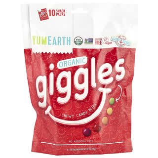 YumEarth, Organic Giggles, Kaubonbon-Bissen, 10 Snack-Packs, je 14 g (5 oz.)