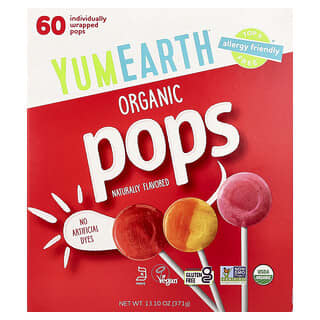 YumEarth, Lecca-lecca biologici, varietà, 60 lecca-lecca confezionati singolarmente, 371 g