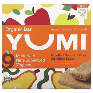 Yumi, Organic Bar, Toddler, Apple Cinnamon & Squash, Bio-Riegel für Kleinkinder, Apfel-Zimt und Kürbis, 5 Riegel, je 21 g (0,74 oz.).