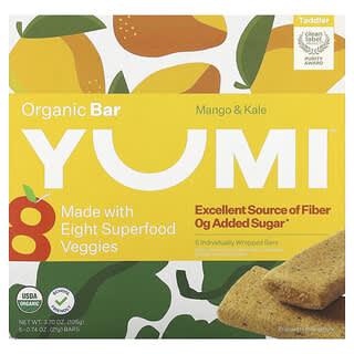 Yumi, Organic Bar, Bio-Riegel für Kleinkinder, Mango und Grünkohl, 5 Riegel, je 21 g (0,74 oz.).